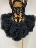Luxury Women Sexy Sparkly Rhinestone Sleeveless Mesh See Through Bodycon Mini Birthday Dress Evening Party Performance Costume