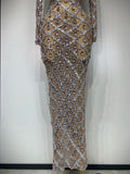 Women Sexy Luxury Birthday Dress Stage Shining Rhinestone Sequin Long Dress Evening Prom Gown Transparent Singer Club Host Dress