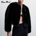 Ins Hot Brand Fashion Black Warm Cozy Cropped Faux Fur Coat Women Winter Chic Girls Street Fashion Luxury Short Fur Jacket