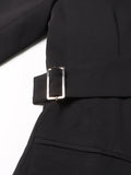 Solid Hollow Out Casual Irregular Blazers For Women Notched Collar Long Sleeve Spliced Button Temperament Blazer Female New