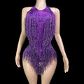 Sleeveless Diamond Tassel Sequin Dress Women Latin Dance Outfit Stage Performance Costume Birthday Party Gown Abiti Da Cerimonia