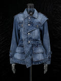 Personalized Street Denim Jacket 2025 New Fashion Ruffled Edge Single Breasted Lapel Denim Coat For Women Jeans