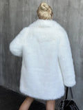 Winter Imitation Fox Fur Mid-length Coat For Women Fashion Artificial Lapel Thicken Streetwear Faux Fur Jacket Lady