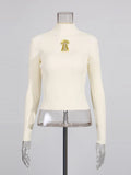 Solid Basics Spliced Hollow T Shirt for Women Stand Collar Long Sleeve Slimming Casual T Shirts Female Winter New