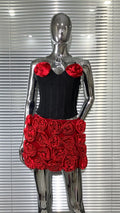 Women's Red Corsage Tube Top + Bud Skirt Set Glam Luxury Fashion Hot Party Evening Performance Dress Robe Femme Chic Et Élégante