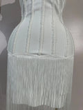 Elegant Prom  Evening Party Luxury Birthday Wedding Guest Dresses Women Sexy Shiny Crystals Tassel Bodycon Long Bandage Dress