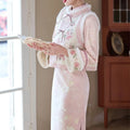 Suede Velvet Chesongam Pink Princess Chinese Style Dress Women Long Qipao Sleeveless Vest Top Spring Festival Hanfu Costume