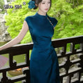 Olive Girl Dramatic Qipao for Ren Faire 2026 Garden Wedding Fairycore Photoshoot Everyday Wear S-XXL XS-3XL Plus Size Dramatic Silhouette Romantic Garden Party Editorial Not Costume Qipao Cheongsam Chinese Dress Chinese Heritage Fashion Women