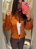 Women Retro Cropped Zip Jacket Ladies Stand Collar Long Sleeve Fitted Waist Pocket Design Short Coat Casual Daily Outerwear New
