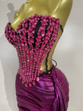 Women Party Celebration Sexy Stage Nightclub Outfit Sparkly Diamonds Crystals Mesh Short Two Pieces Set Luxury Birthday Dress