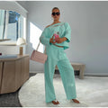 Solid Women Loose Pants Set Letter Print Off Shoulder Long Sleeve Sweatshirt Wide Leg Trousers Chic Casual Loungewear Suit 2026