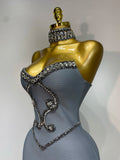 High Quality Strapless Beading With Necklace Bandage Dress  Celebrity Elegant  Evening Party Fancy Club Birthday Dresses