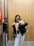 Autumn Winter New Women's Thickened Warm Double-sided Short Jacket Women's Brown Coat