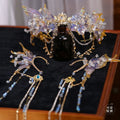 Fantasy Mermaid Princess Hair Crown Exotic Beautiful Liquid Flower Forehead Ornament Traditional Chinese Hanfu Hair Accessory