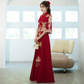Summer Plus Size Red Toast Dress Bride Cheongsam Dress Chinese Style Wedding Engagement Toast Qipao Dress for Women