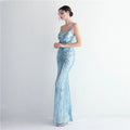 Women Strap Party Maxi Dress Sexy V Neck Evening Dress Celebrity Purple Sequin Dress Long Prom Formal Occasion  Dress