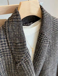 Original Winter New Style Retro British Style High-end Double-breasted Knee-length Check Coat for Women