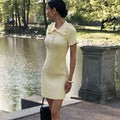 High Waist Ruffled Mini Dresses For Women Summer Short Sleeve Knitted Slim Fit Dress Women's Vintage Dress Woman Elegant