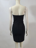 Ladies Luxury Diamond Strapless Tight Backless Design Celebrity Party Club Black Sleeveless Sexy Mini Bandage Dress