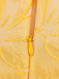 New Embroidery Elegant Yellow Midi Dresses For Women O Neck Sleeveless High Waist Temperament Female Fashion Style Dress