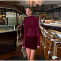 Women's Sexy Lace Patchwork Faux Fur Mini Dress Elegant Turtleneck Long-sleeve Hip Package Slim Dress Lady 2026 Chic Streetwear