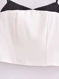 Hit Color Slimming Tube Top for Women Square Collar Sleeveless Spliced Lace Edge Backless Temperament Vests Female