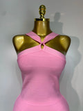 Women Sexy Backless Pink Bodycon Mini Bandage Dresses Elegant Evening Party Luxury Birthday Nightclub Cocktail Prom Gown