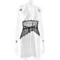 Sexy Halter Spliced Lace Hollow Dress for Women V Neck Tunic Backless Sexy Hot Girl Hit Color Mini Dresses Female