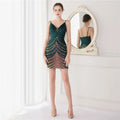 Elegant Women Short Evening Dress Sexy Straps Sequin Slim Bodycon Party Dresses Black Gold Female Vestidos De Soiree