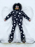Women Leopard Print Hooded Ski Suit Set Waterproof Windproof Snow Jacket Pants Two Piece Outfit Winter Snowboard Skiing Costume