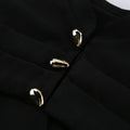 Black Luxurious Coat for Women V Neck Long Sleeve Patchwork Buttons Tunic Cape Style Short Jacket Female Autumn New