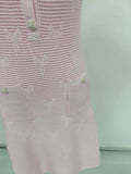 Knitted Two Piece Set for Women O Neck Spliced Beading Short Sleeve High Waist Mini Dress with Sling Solid Outfit Female New