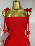 Elegant Pink Strapless Sexy Long Tassel Bandage Dress Women Celebrity Evening Party Luxury Birthday Cocktail Dress Stage Wear