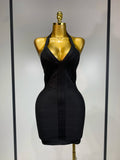 Women Sexy V Neck Backless Mini Bodycon Bandage Dress 2026 Elegant Evening Nightclub Evening Party Cocktail Prom Dress