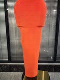 Orange Color Women Sleeveless Sexy Halter Off the Shoulder Bodycon Bandage Long Dress Celebrate Fashion Evening Party Outfit
