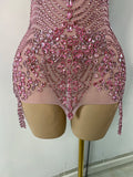 Wome Sexy Sparkly Diamond Halter Backless Bodycon See Through Outfit Birthday Dress Dancer Nightclub Performance Stage Costume