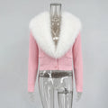 Elegant Faux Fur Coats Women's Warm Puffy Slim Long-Sleeve Collared Cardigan Winter Fashion High-Street Women Outwear
