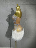 Glamorous Silver Crystal Strapless Dress Sexy Performance Costume Dance Party Singer Stage Nightclub Luxury Outfit