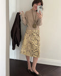 Fashion Snake Pattern Straight Skirt For Women High Waist Slim Long Skirt Ins Hot Streetwear Female Skirt Summer New 2026