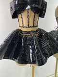 Women Sexy Shiny Diamonds Top Skirt Two Piece Sets Nightclub Party Stage Outfit Performance Danve Singer Costume Show Wear