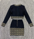 Women's Fashion Jacquard Metal Button Short Cardigan + Hot Mini Skirt Two Piece Set Business Casual Office Lady Outfit Robe Fête