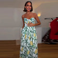 Print Women Dress Strapless Camisole Dress High Waisted Floral Dress Slimming Design Fashion Wear Daily Style