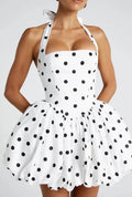 Elegant Red Backless Corset Halter Mini Dress Women Puff Hem Short Dresses Summer Evening Party Birthday Wedding Guest Cocktail