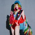 Valentine's Day Themed Bar Amusement Tassuel Coat Park Party Outfit GOGO Jacket Headwear Floor-Length Club Dance Costume