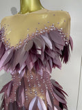 2026 New Sexy Sequins Diamonds Mesh Asymmetric Dress Women Birthday Celebrity Party Costume Bar Nightclub Stage Show Clothing