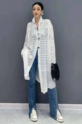 SHENGPALAE 2026 Summer New Long Sleeve Blouse Sunscreen Overcoat Trendy Outdated Casual Fashion Loose Women's Long Shirt 5C1327