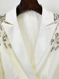 Black Slim Women Long Suit Blazer For Wedding Luxury Crystal Diamond Vestidos Formal Office Lady Custom Made Prom Party Gown
