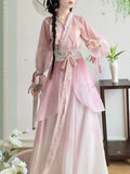 Olive Girl Pink Embroidered Hanfu Dress for Ren Faire 2026 Garden Wedding Fairycore Photoshoot Everyday Wear S-L XS-3XL Plus Size Hand Embroidered Flowing Sleeve Dramatic Silhouette Romantic Cottagecore Editorial Not Costume Chinese Heritage Fashion Women