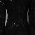 Solid Color Elegant Party Vestido Women'S Spliced Mesh Sequin Slim Long Sleeved Maxi Long Dress