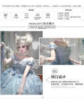 Olivegirl Summer Lolita Dress Women's High-end Embroidery Evening Mini Dress Slach Shoulder Blue Bar Mitzvah Princess Dress